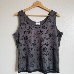Vintage Xhilaration 90's Y2K Velvet Floral Tank Top Cami Green Whimsigoth Fairy